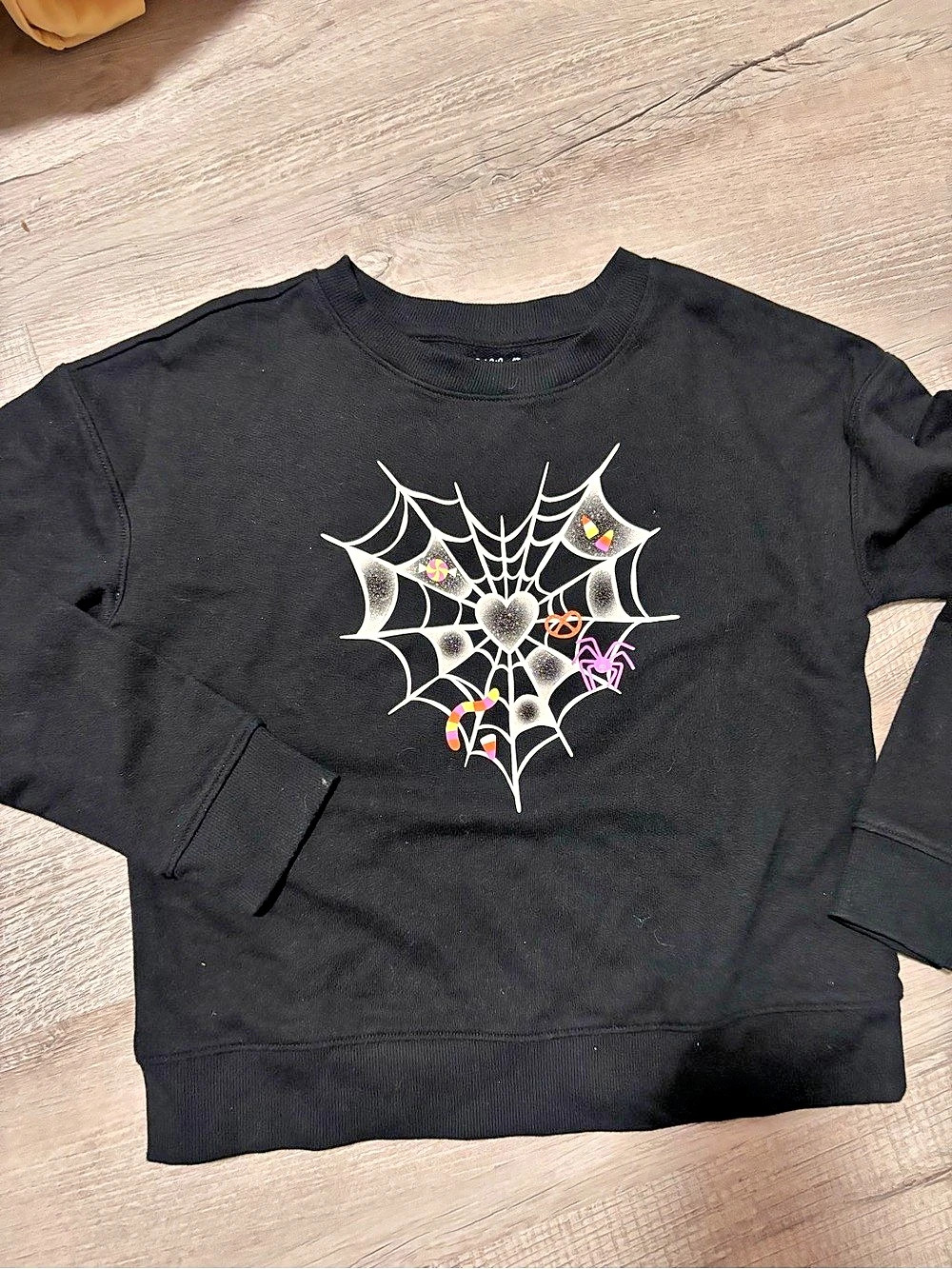 Cat & Jack Halloween Black spider web Graphic Sweatshirt